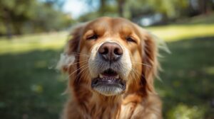 くしゃみする犬